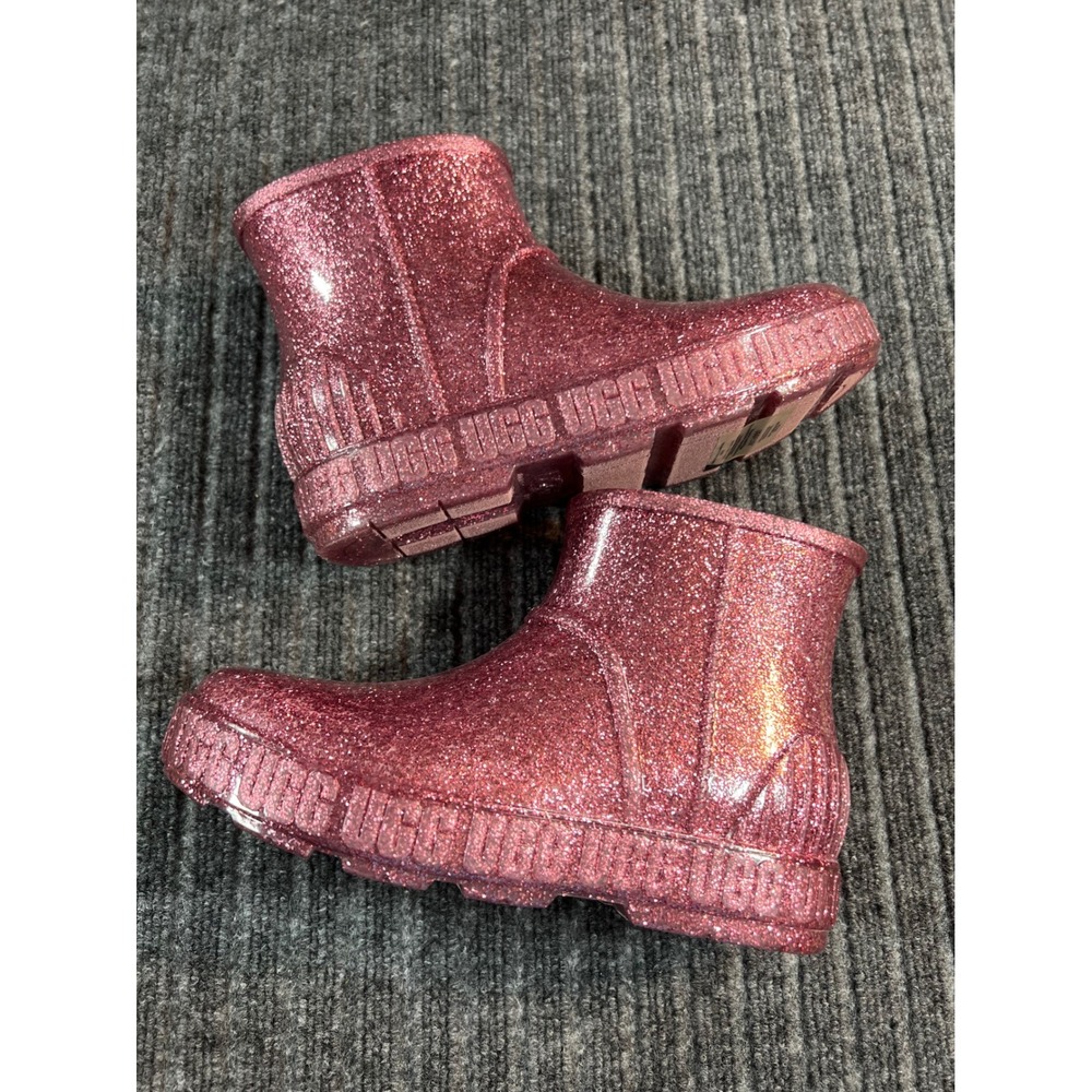UGG Drizlita Glitter Girl's Rain Boots Youth Size 6 Pink Sparkle Waterproof NWT